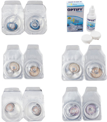 

Optify Combo Pack Monthly Color Contact Lens With Solution Monthly Contact Lens(0, Blue-Gold-Grey-Hazel-Violet, Pack of 5)
