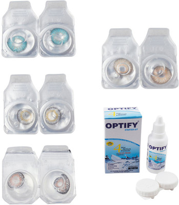 

Optify Combo Pack Monthly Color Contact Lens With Solution Monthly Contact Lens(0, Aqua-Natural Grey-Grey-Hazel, Pack of 4)