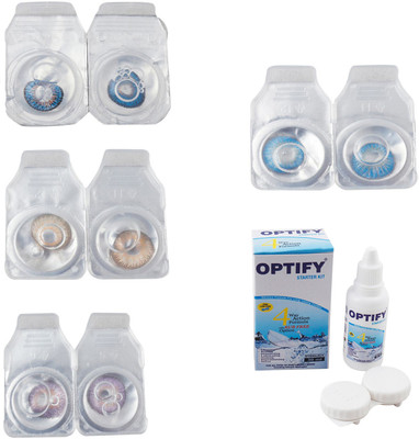 

Optify Combo Pack Monthly Color Contact Lens With Solution Monthly Contact Lens(0, Blue-Hazel-Violet-Blue Topaz, Pack of 4)