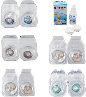 

Optify Combo Pack Monthly Color Contact Lens With Solution Monthly Contact Lens(0, Blue-Brown-Gold-Hazel-Green Turquoise, Pack of 5)