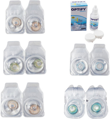 

Optify Combo Pack Monthly Color Contact Lens With Solution Monthly Contact Lens(0, Gold-Green-Hazel-Sea Blue-Green Turquoise, Pack of 5)