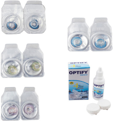 

Optify Combo Pack Monthly Color Contact Lens With Solution Monthly Contact Lens(0, Blue-Green-Violet-Blue Topaz, Pack of 4)