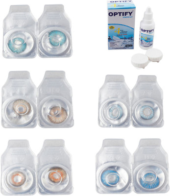 

Optify Combo Pack Monthly Color Contact Lens With Solution Monthly Contact Lens(0, Aqua-Hazel-Honey-Sea Blue-Blue Topaz, Pack of 5)