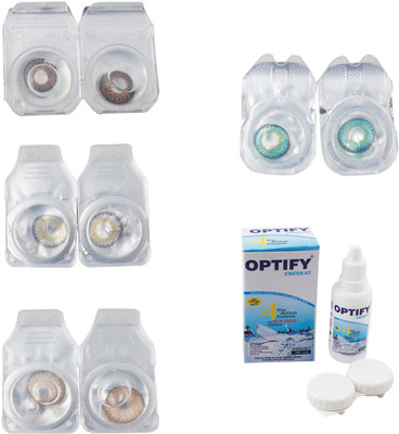 

Optify Combo Pack Monthly Color Contact Lens With Solution Monthly Contact Lens(0, Brown-Natural Grey-Hazel-Green Turquoise, Pack of 4)