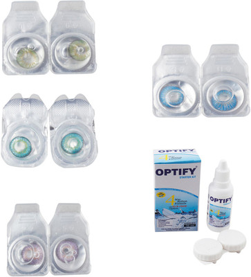 

Optify Combo Pack Monthly Color Contact Lens With Solution Monthly Contact Lens(0, Green-Green Turquoise-Violet-Blue Topaz, Pack of 4)