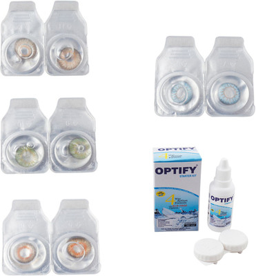 

Optify Combo Pack Monthly Color Contact Lens With Solution Monthly Contact Lens(0, Gold-Green-Honey-Sea Blue, Pack of 4)