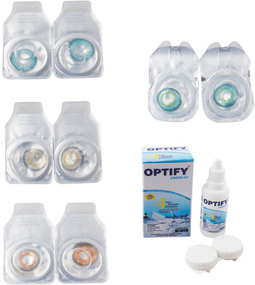 

Optify Combo Pack Monthly Color Contact Lens With Solution Monthly Contact Lens(0, Aqua-Natural Grey-Honey-Green Turquoise, Pack of 4)