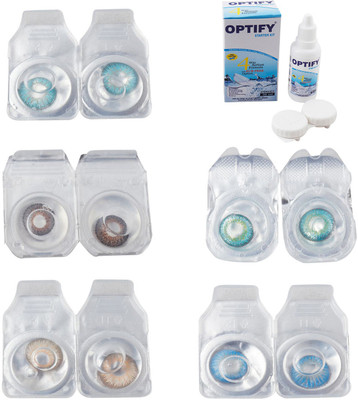 

Optify Combo Pack Monthly Color Contact Lens With Solution Monthly Contact Lens(0, Aqua-Brown-Hazel-Green Turquoise-Blue Topaz, Pack of 5)