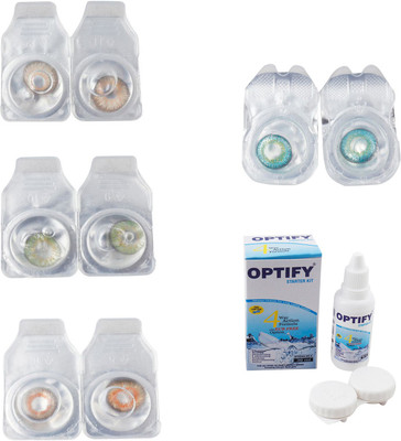 

Optify Combo Pack Monthly Color Contact Lens With Solution Monthly Contact Lens(0, Gold-Green-Honey-Green Turquoise, Pack of 4)