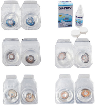 

Optify Combo Pack Monthly Color Contact Lens With Solution Monthly Contact Lens(0, Blue-Brown-Gold-Grey-Honey, Pack of 5)