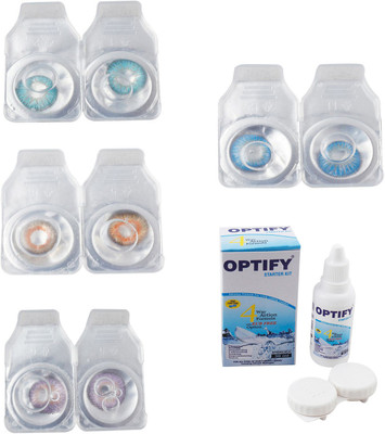 

Optify Combo Pack Monthly Color Contact Lens With Solution Monthly Contact Lens(0, Aqua-Honey-Violet-Blue Topaz, Pack of 4)