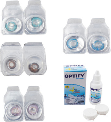 

Optify Combo Pack Monthly Color Contact Lens With Solution Monthly Contact Lens(0, Aqua-Brown-Violet-Blue Topaz, Pack of 4)
