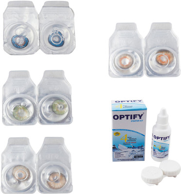 

Optify Combo Pack Monthly Color Contact Lens With Solution Monthly Contact Lens(0, Blue-Green-Hazel-Honey, Pack of 4)