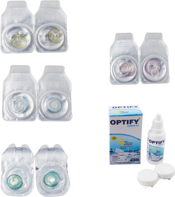

Optify Combo Pack Monthly Color Contact Lens With Solution Monthly Contact Lens(0, Green-Sea Blue-Green Turquoise-Violet, Pack of 4)