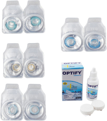 

Optify Combo Pack Monthly Color Contact Lens With Solution Monthly Contact Lens(0, Aqua-Natural Grey-Sea Blue-Blue Topaz, Pack of 4)