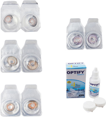 

Optify Combo Pack Monthly Color Contact Lens With Solution Monthly Contact Lens(0, Grey-Hazel-Honey-Violet, Pack of 4)