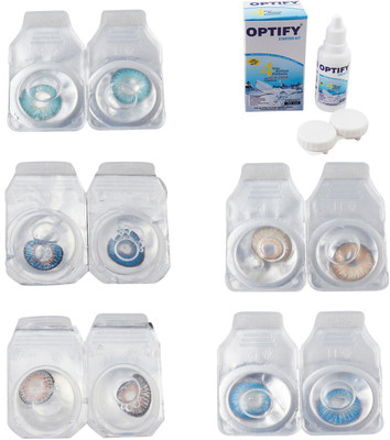 

Optify Combo Pack Monthly Color Contact Lens With Solution Monthly Contact Lens(0, Aqua-Blue-Grey-Hazel-Blue Topaz, Pack of 5)