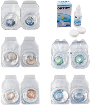 

Optify Combo Pack Monthly Color Contact Lens With Solution Monthly Contact Lens(0, Blue-Hazel-Honey-Green Turquoise-Blue Topaz, Pack of 5)