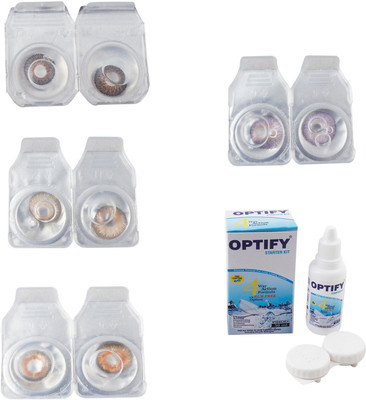 

Optify Combo Pack Monthly Color Contact Lens With Solution Monthly Contact Lens(0, Brown-Gold-Honey-Violet, Pack of 4)