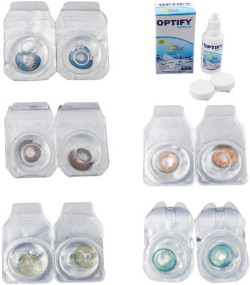 

Optify Combo Pack Monthly Color Contact Lens With Solution Monthly Contact Lens(0, Blue-Brown-Green-Honey-Green Turquoise, Pack of 5)