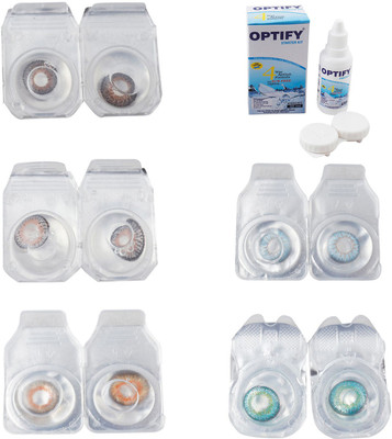 

Optify Combo Pack Monthly Color Contact Lens With Solution Monthly Contact Lens(0, Brown-Grey-Honey-Sea Blue-Green Turquoise, Pack of 5)