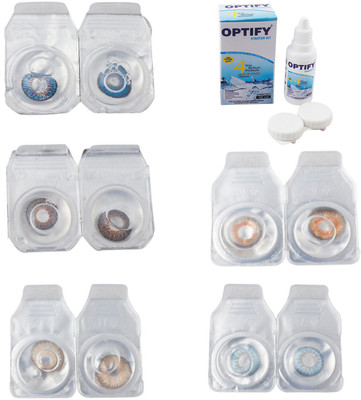

Optify Combo Pack Monthly Color Contact Lens With Solution Monthly Contact Lens(0, Blue-Brown-Gold-Honey-Sea Blue, Pack of 5)