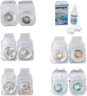 

Optify Combo Pack Monthly Color Contact Lens With Solution Monthly Contact Lens(0, Brown-Natural Grey-Gold-Honey-Green Turquoise, Pack of 5)
