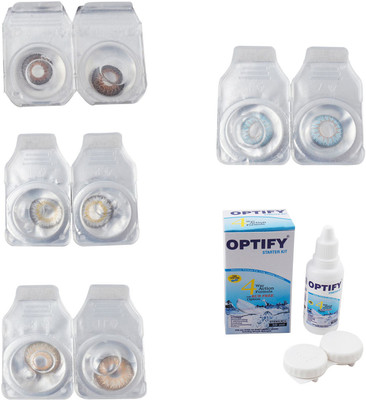 

Optify Combo Pack Monthly Color Contact Lens With Solution Monthly Contact Lens(0, Brown-Natural Grey-Hazel-Sea Blue, Pack of 4)
