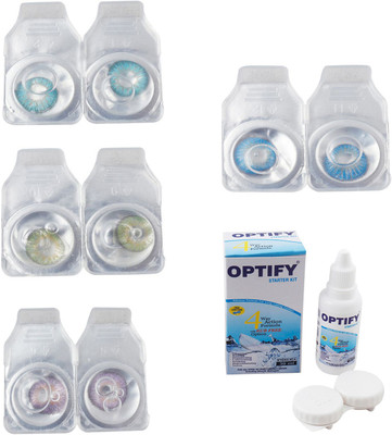 

Optify Combo Pack Monthly Color Contact Lens With Solution Monthly Contact Lens(0, Aqua-Green-Violet-Blue Topaz, Pack of 4)