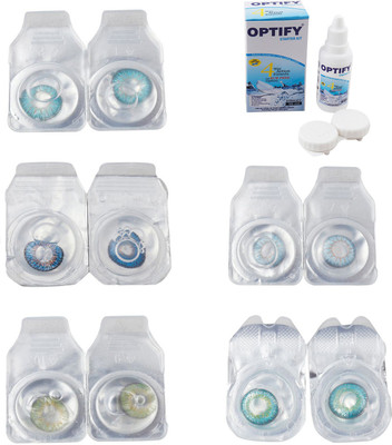 

Optify Combo Pack Monthly Color Contact Lens With Solution Monthly Contact Lens(0, Aqua-Blue-Green-Sea Blue-Green Turquoise, Pack of 5)