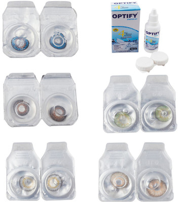 

Optify Combo Pack Monthly Color Contact Lens With Solution Monthly Contact Lens(0, Blue-Brown-Natural Grey-Green-Hazel, Pack of 5)