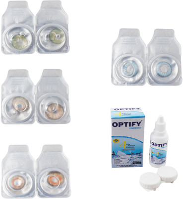 

Optify Combo Pack Monthly Color Contact Lens With Solution Monthly Contact Lens(0, Green-Hazel-Honey-Sea Blue, Pack of 4)
