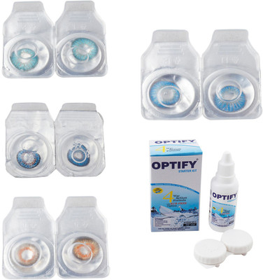

Optify Combo Pack Monthly Color Contact Lens With Solution Monthly Contact Lens(0, Aqua-Blue-Honey-Blue Topaz, Pack of 4)