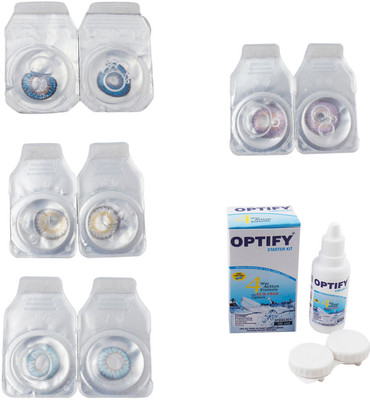 

Optify Combo Pack Monthly Color Contact Lens With Solution Monthly Contact Lens(0, Blue-Natural Grey-Sea Blue-Violet, Pack of 4)