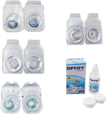 

Optify Combo Pack Monthly Color Contact Lens With Solution Monthly Contact Lens(0, Blue-Sea Blue-Green Turquoise-Violet, Pack of 4)