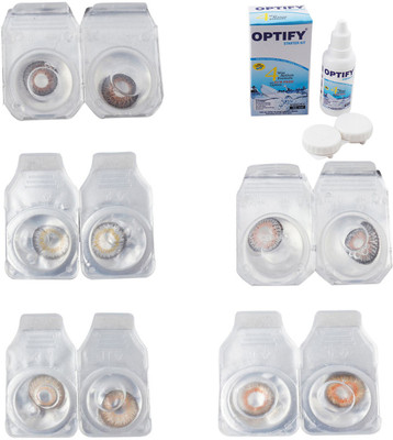 

Optify Combo Pack Monthly Color Contact Lens With Solution Monthly Contact Lens(0, Brown-Natural Grey-Gold-Grey-Honey, Pack of 5)