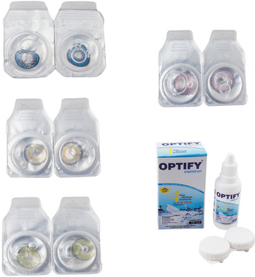 

Optify Combo Pack Monthly Color Contact Lens With Solution Monthly Contact Lens(0, Blue-Natural Grey-Green-Violet, Pack of 4)