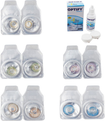 

Optify Combo Pack Monthly Color Contact Lens With Solution Monthly Contact Lens(0, Natural Grey-Green-Honey-Sea Blue-Green Turquoise, Pack of 5)