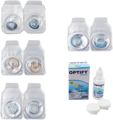

Optify Combo Pack Monthly Color Contact Lens With Solution Monthly Contact Lens(0, Blue-Hazel-Sea Blue-Blue Topaz, Pack of 4)