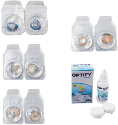 

Optify Combo Pack Monthly Color Contact Lens With Solution Monthly Contact Lens(0, Blue-Natural Grey-Gold-Honey, Pack of 4)