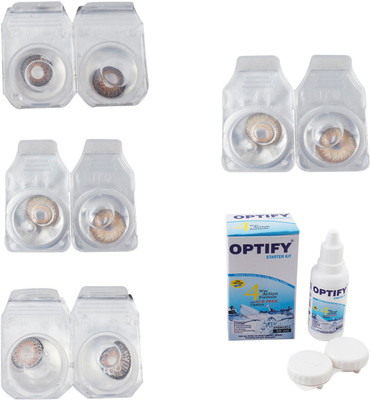 

Optify Combo Pack Monthly Color Contact Lens With Solution Monthly Contact Lens(0, Brown-Gold-Grey-Hazel, Pack of 4)