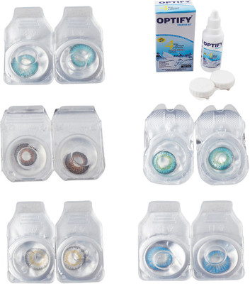 

Optify Combo Pack Monthly Color Contact Lens With Solution Monthly Contact Lens(0, Aqua-Brown-Natural Grey-Green Turquoise-Blue Topaz, Pack of 5)