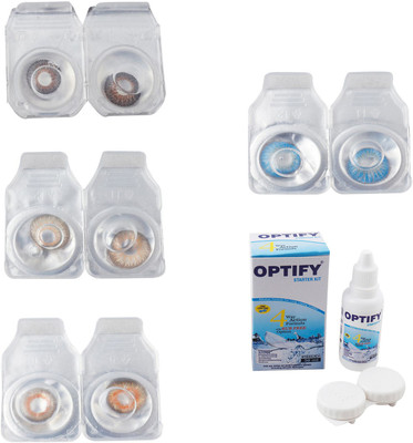 

Optify Combo Pack Monthly Color Contact Lens With Solution Monthly Contact Lens(0, Brown-Hazel-Honey-Blue Topaz, Pack of 4)