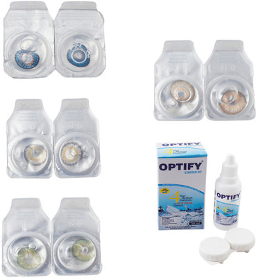 

Optify Combo Pack Monthly Color Contact Lens With Solution Monthly Contact Lens(0, Blue-Natural Grey-Green-Hazel, Pack of 4)