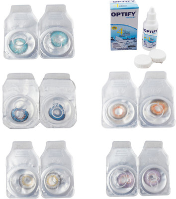 

Optify Combo Pack Monthly Color Contact Lens With Solution Monthly Contact Lens(0, Aqua-Blue-Natural Grey-Honey-Violet, Pack of 5)