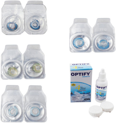 

Optify Combo Pack Monthly Color Contact Lens With Solution Monthly Contact Lens(0, Blue-Green-Sea Blue-Blue Topaz, Pack of 4)