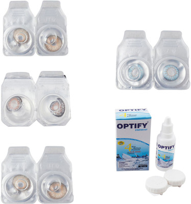 

Optify Combo Pack Monthly Color Contact Lens With Solution Monthly Contact Lens(0, Gold-Grey-Hazel-Sea Blue, Pack of 4)