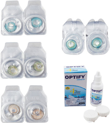 

Optify Combo Pack Monthly Color Contact Lens With Solution Monthly Contact Lens(0, Aqua-Green-Hazel-Green Turquoise, Pack of 4)