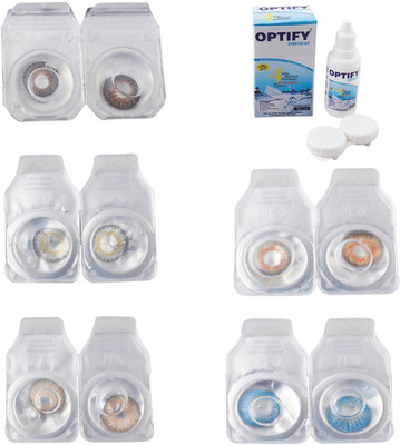 

Optify Combo Pack Monthly Color Contact Lens With Solution Monthly Contact Lens(0, Brown-Natural Grey-Gold-Honey-Blue Topaz, Pack of 5)