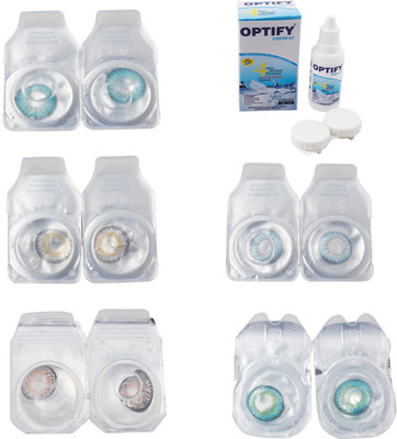 

Optify Combo Pack Monthly Color Contact Lens With Solution Monthly Contact Lens(0, Aqua-Natural Grey-Grey-Sea Blue-Green Turquoise, Pack of 5)